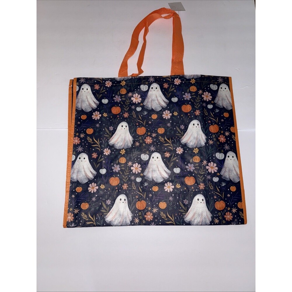 New Home Goods Shopping Tote Reusable Bag Travel Halloween Theme Ghosts Pumpkin